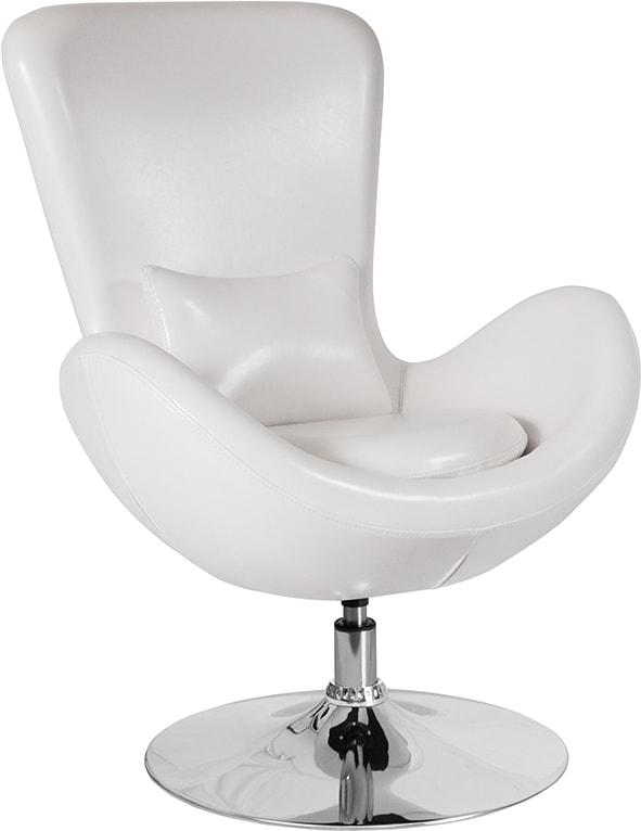 Egg Series Red/White Leather Side Reception Chair By Flash Furniture