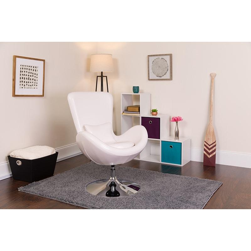 Egg Series Red/White Leather Side Reception Chair By Flash Furniture