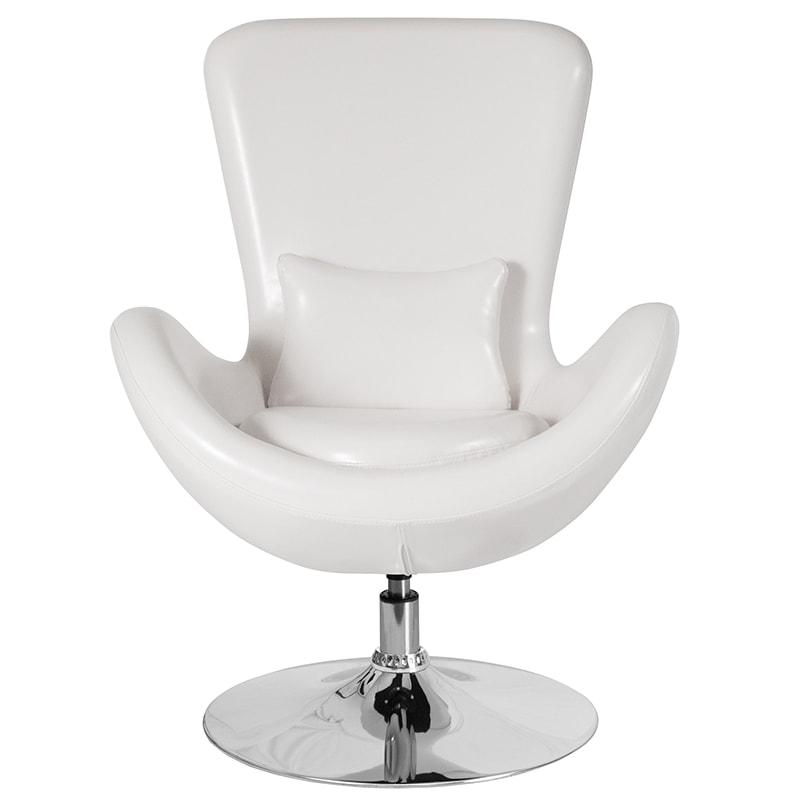 Egg Series Red/White Leather Side Reception Chair By Flash Furniture