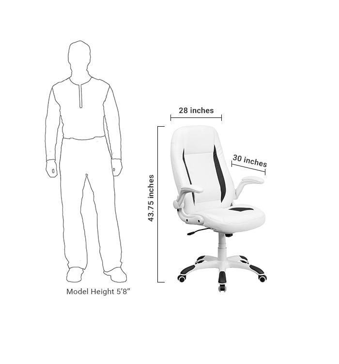 Flash Furniture High Back White Leather Executive Swivel Office Chair With Flip-Up Arms