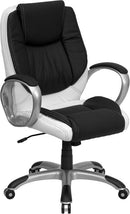 Flash Furniture Mid-Back Black And White Leather Executive Swivel Office Chair
