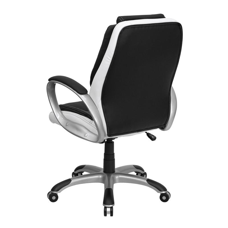 Flash Furniture Mid-Back Black And White Leather Executive Swivel Office Chair