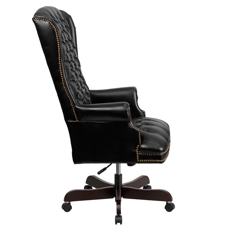 Flash Furniture CI-360-BK-GG High Back Traditional Tufted Black Leather Executive Swivel Office Chair