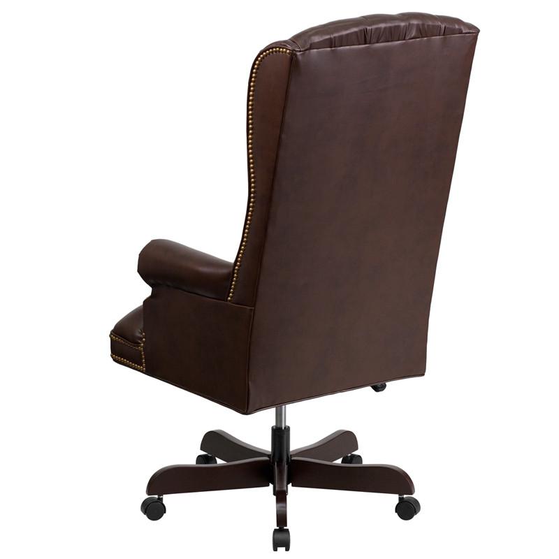 Flash Furniture CI-360-BRN-GG High Back Traditional Tufted Brown Leather Executive Swivel Office Chair