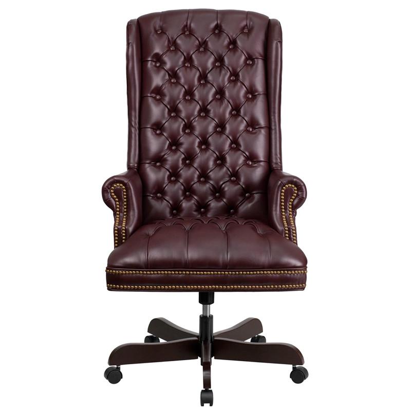 Flash Furniture CI-360-BY-GG High Back Traditional Tufted Burgundy Leather Executive Swivel Office Chair