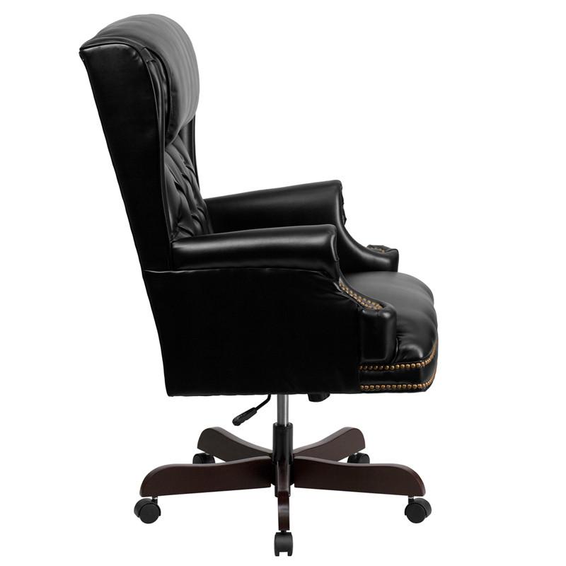 Flash Furniture CI-J600-BK-GG High Back Traditional Tufted Black Leather Executive Swivel Office Chair