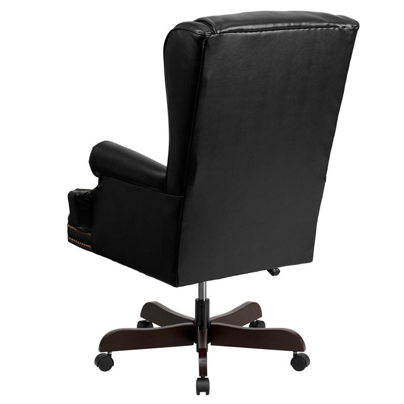 Flash Furniture CI-J600-BK-GG High Back Traditional Tufted Black Leather Executive Swivel Office Chair