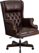 Flash Furniture CI-J600-BRN-GG High Back Traditional Tufted Brown Leather Executive Swivel Office Chair