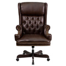 Flash Furniture CI-J600-BRN-GG High Back Traditional Tufted Brown Leather Executive Swivel Office Chair