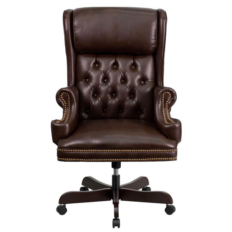 Flash Furniture CI-J600-BRN-GG High Back Traditional Tufted Brown Leather Executive Swivel Office Chair