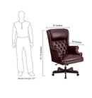 Flash Furniture CI-J600-BY-GG High Back Traditional Tufted Burgundy Leather Executive Swivel Office Chair