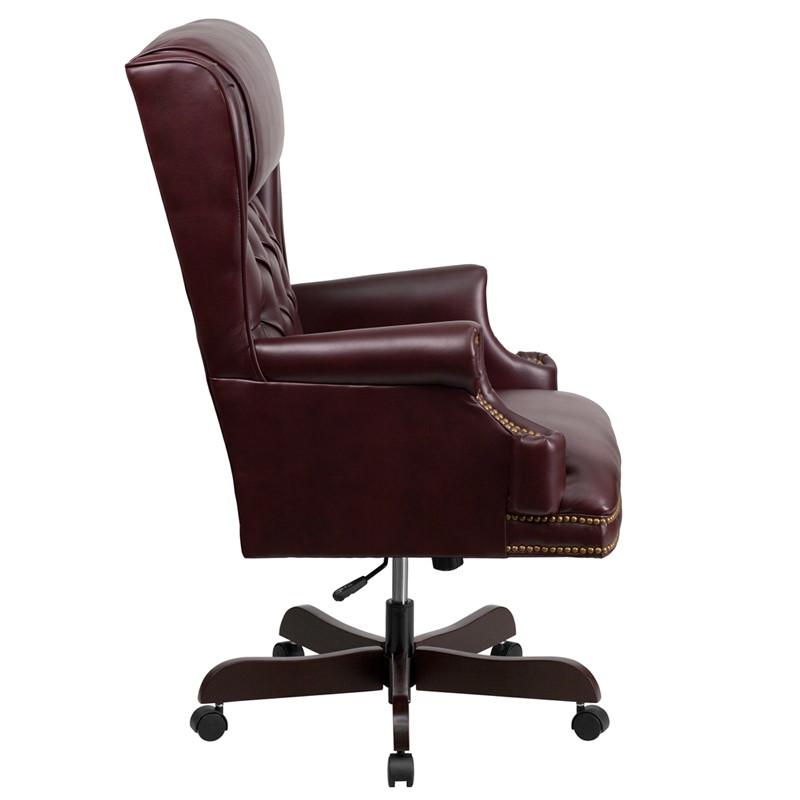 Flash Furniture CI-J600-BY-GG High Back Traditional Tufted Burgundy Leather Executive Swivel Office Chair