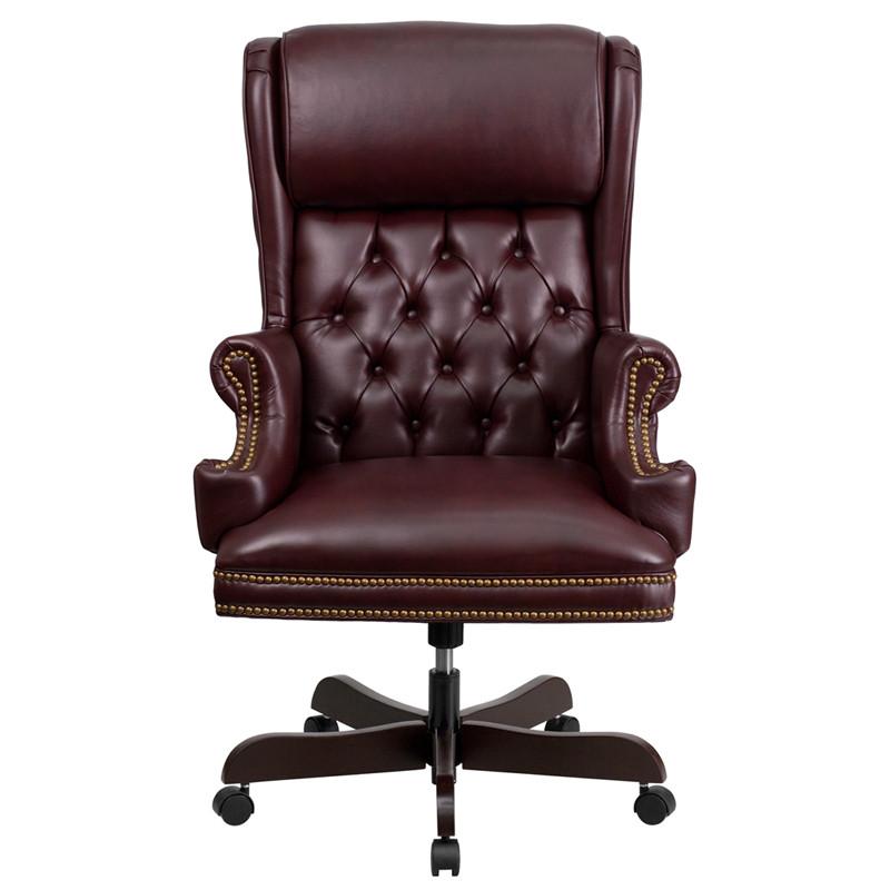 Flash Furniture CI-J600-BY-GG High Back Traditional Tufted Burgundy Leather Executive Swivel Office Chair