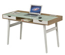 Office Desk with 2 Storage Drawers & Tempered Glass Top