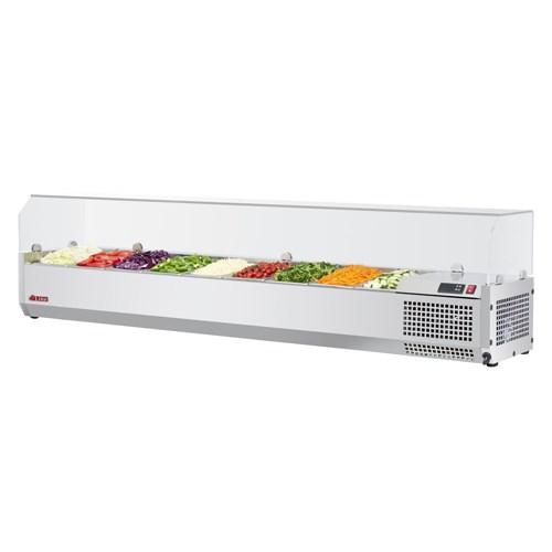 Turbo Air CTST-1800G-N E-Line Countertop Salad Table With Clear Hood 70-7/8"W