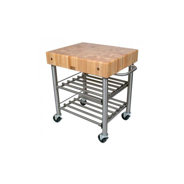 John Boos CUCD15WC 35-1/2" Rock Maple Top Cucina D'amico Wine Cart