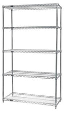QUANTUM H/D 63"H 5-Shelf Wire Shelving Kit, 800lb, WR63, NSF, CHROME, 1yr