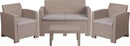 4 Piece Outdoor Faux Rattan Chair, Loveseat and Table Set in Light Gray by Flash Furniture