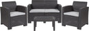 4 Piece Outdoor Faux Rattan Chair, Loveseat and Table Set in Dark Gray by Flash Furniture