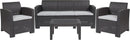 4 Piece Outdoor Faux Rattan Chair, Sofa and Table Set in Dark Gray by Flash Furniture