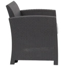 Dark Gray Faux Rattan Chair with All-Weather Light Gray Cushion by Flash Furniture