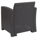 Dark Gray Faux Rattan Chair with All-Weather Light Gray Cushion by Flash Furniture