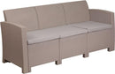 Light Gray Faux Rattan Sofa with All-Weather Light Gray Cushions by Flash Furniture