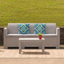 Light Gray Faux Rattan Sofa with All-Weather Light Gray Cushions by Flash Furniture