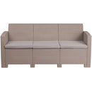 Light Gray Faux Rattan Sofa with All-Weather Light Gray Cushions by Flash Furniture