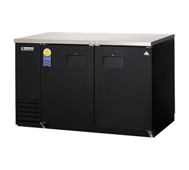 Everest EBB59-24 57-3/4" Black Two Section Solid Door Back Bar Cooler