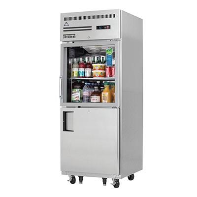 Everest EGSH2 Reach-In Refrigerator 29-1/4"W 23.0 Cu. Ft. Top Mount (1) Glass Hinged & (1) Solid Hinged Half Door