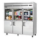 Everest EGSH6 Reach-In Refrigerator 74-3/4"W 71.0 Cu. Ft. Top Mount (3) Glass Hinged & (3) Solid Hinged Half Doors