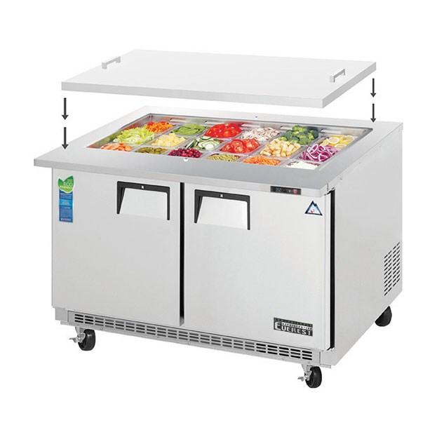 Everest EOTP2 Open Top Prep Table Mega-Top Two-Section 47-1/2"W 13.0 Cu. Ft (18) 1/6 Size Pans