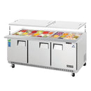 Everest EOTP3 Open Top Prep Table Mega-Top Three-Section 71-1/8"W 19.0 Cu. Ft (30) 1/6 Size Pans