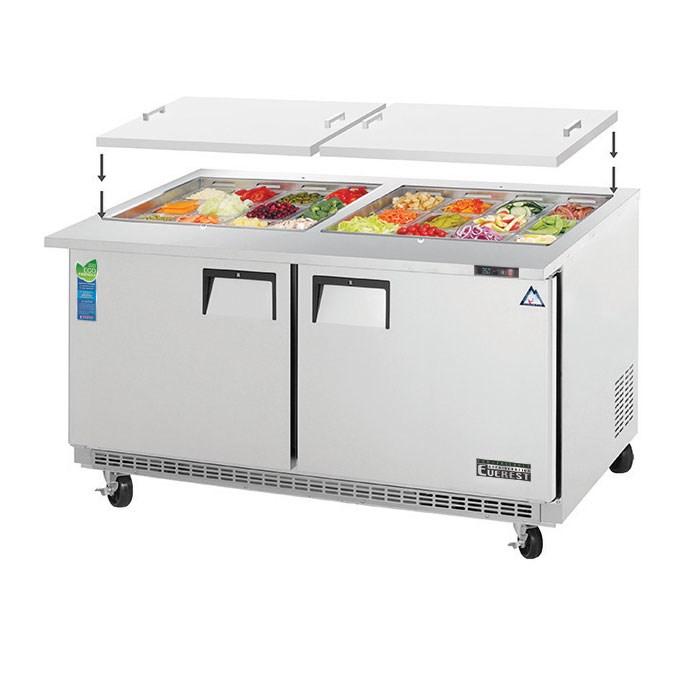 Everest EOTPW2 Open Top Prep Table Mega-Top Two-Section 59-1/8"W 16.0 Cu. Ft (24) 1/6 Size Pans