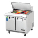 Everest EPBSR2 Sandwich Prep Table Mega-Top Two-Section 35-5/8"W 10.0 Cu. Ft. (12) 1/6 Size Pans