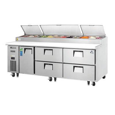 Everest EPPR3-D4 Drawered Pizza Prep Table 93-1/8"W 30.0 Cu. Ft. (12) 1/3 Size Pans