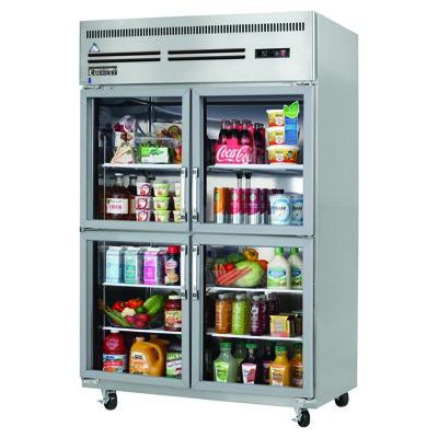 Everest ESGRH4 Reach-In Refrigerator 49-5/8"W 48.0 Cu. Ft. Top Mount (4) Glass Hinged Half Doors