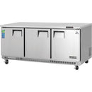 Everest ETBF3 Undercounter/Worktop Freezer 71-1/8"W 22.0 Cu. Ft. (3) Solid Hinged Doors