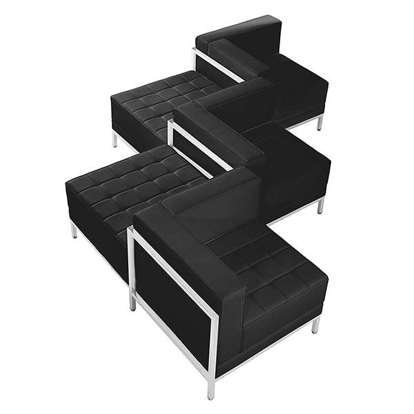 Flash Furniture 5 Piece Hercules Imagination Series Leather Chair & Ottoman Set, Black