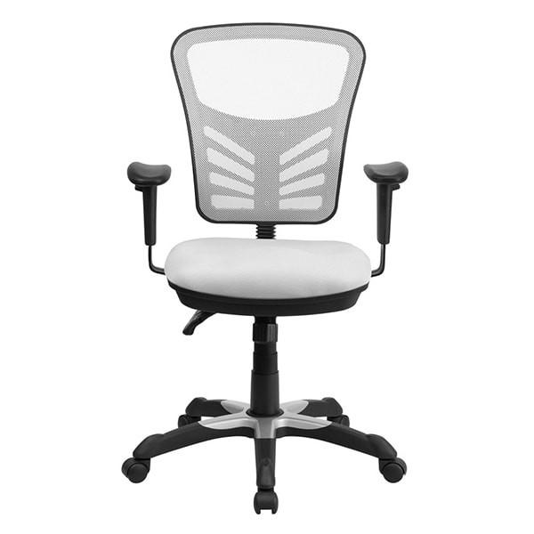 Flash Furniture Mid-Back White Mesh Chair with Triple Paddle Control