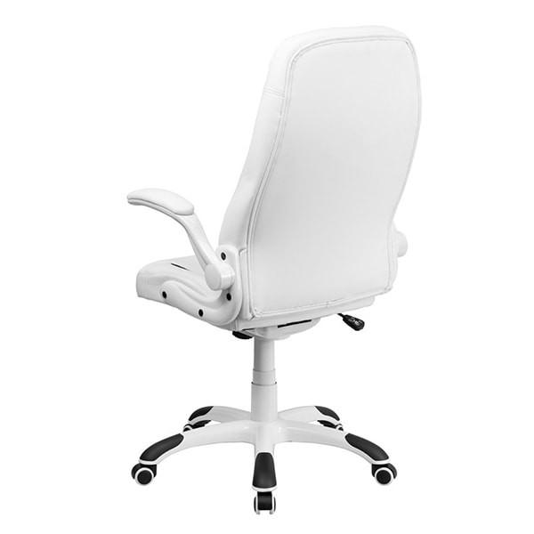 Flash Furniture White Leather Executive Office Chair with Flip Up Arms