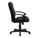 Flash Furniture GO-1004-BK-LEA-GG Mid-Back Black Leather Swivel Task Chair