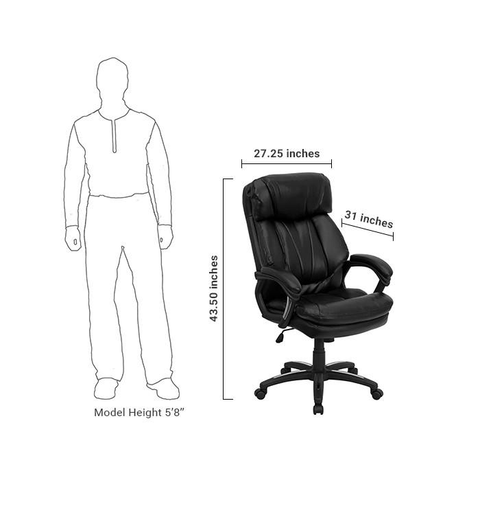 Flash Furniture GO-1097-BK-LEA-GG High Back Black Leather Executive Swivel Office Chair