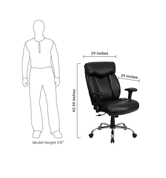 Flash Furniture GO-1235-BK-LEA-A-GG Hercules Series Black Leather Executive Swivel Office Chair With Adjustable Arms