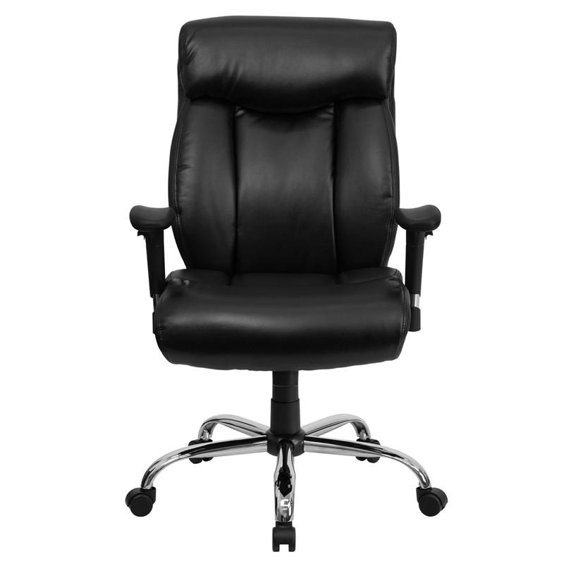 Flash Furniture GO-1235-BK-LEA-A-GG Hercules Series Black Leather Executive Swivel Office Chair With Adjustable Arms