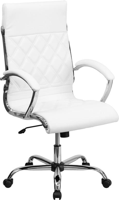 Flash Furniture High Back Designer White Leather Executive Swivel Office Chair With Chrome Base