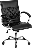 Flash Furniture Mid-Back Designer Black Leather Executive Swivel Office Chair With Chrome Base
