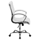 Flash Furniture Mid-Back Designer White Leather Executive Swivel Office Chair With Chrome Base