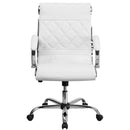 Flash Furniture Mid-Back Designer White Leather Executive Swivel Office Chair With Chrome Base